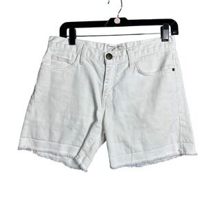 CURRENT/ELLIOTT White Frayed Hem Denim Cutoff Shorts Women Size 25 boho chic